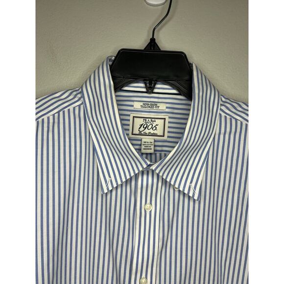 Jos A. Bank 1905 Non-Iron Tailored Fit Dress Shirt 18.5/34 100% Cotton Striped - Picture 3 of 8